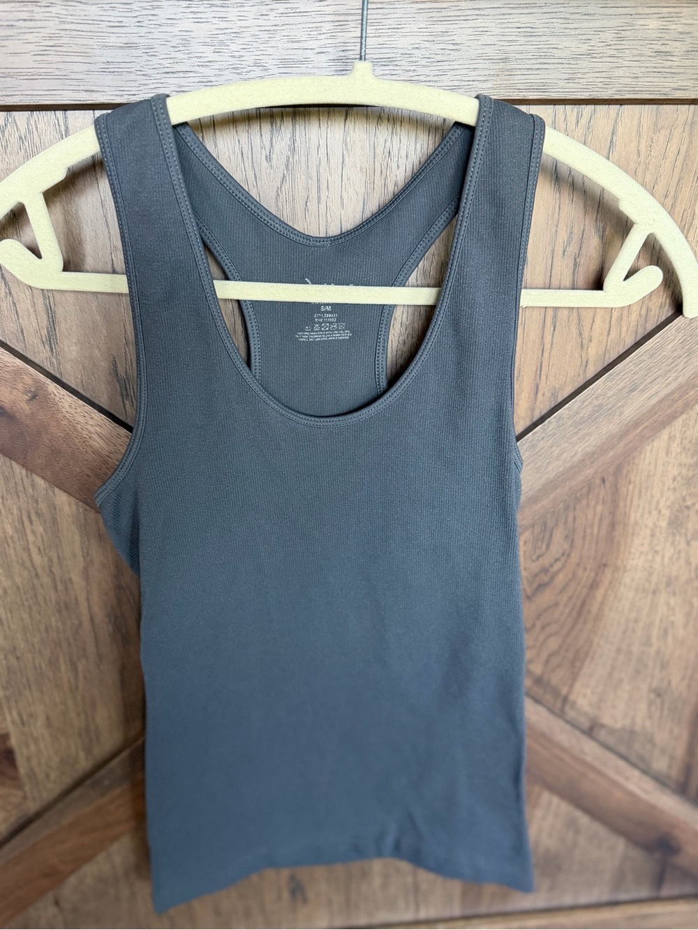ACTIVE Ribbed Racerback Tank Top — Charcoal Gray — S/M
